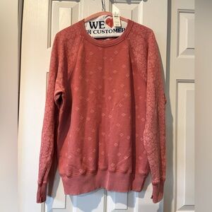 Aerie XS Womens Crew Neck Oversized Faded Pink Floral Sweatshirt, NWT